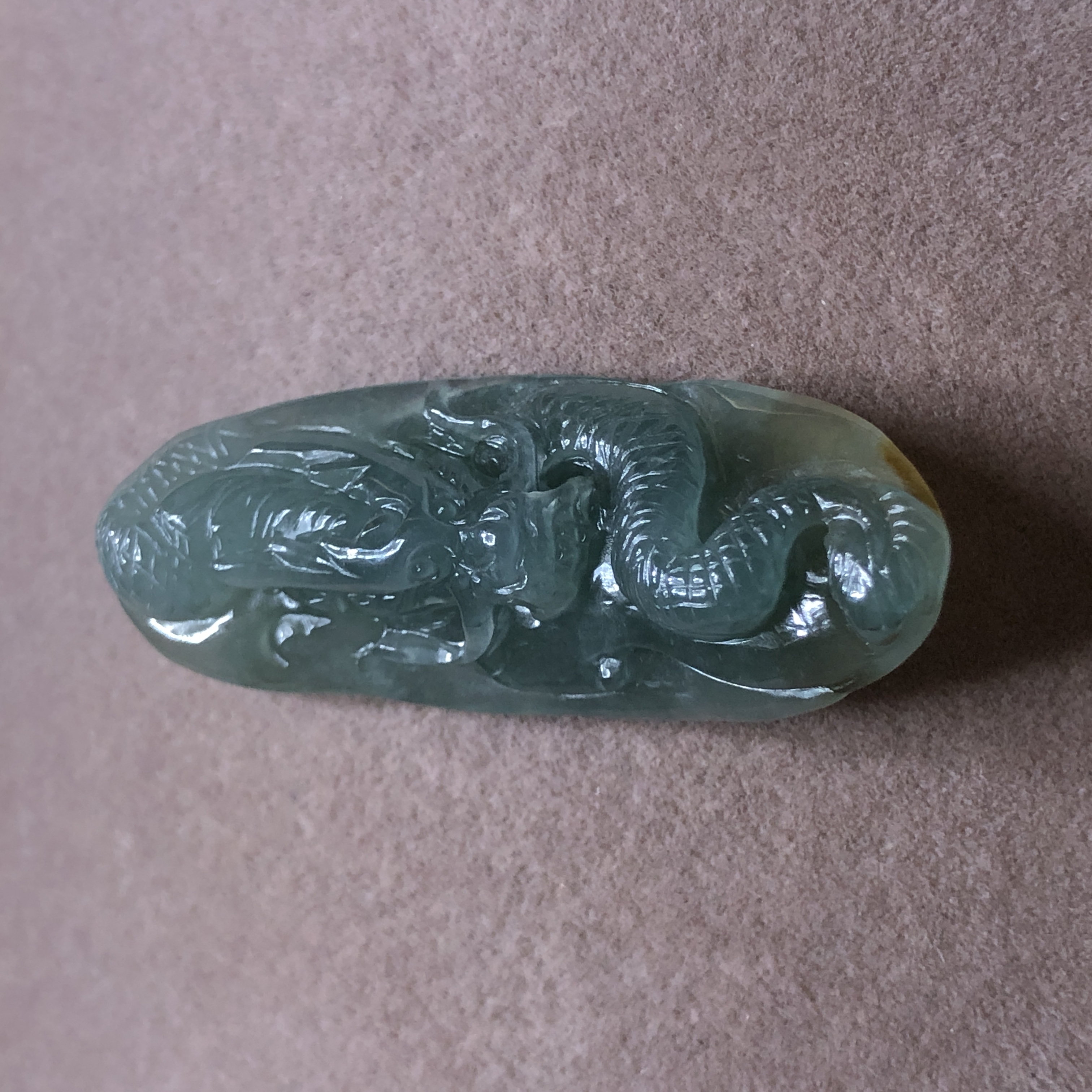 缅甸玉石A货翡翠玉雕玉器文玩老坑料冰种油青飘黄翡龙牌挂件吊坠