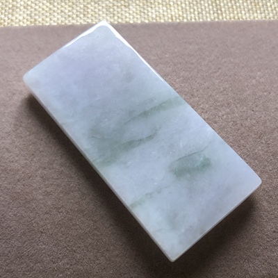 缅甸玉石A货翡翠玉器文玩冰糯种淡紫飘花平安无事素面玉牌挂件