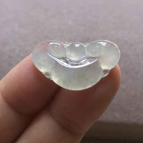 缅甸玉石A货翡翠珠宝玉器文玩老坑料冰种雪花棉如意锁挂件小吊坠