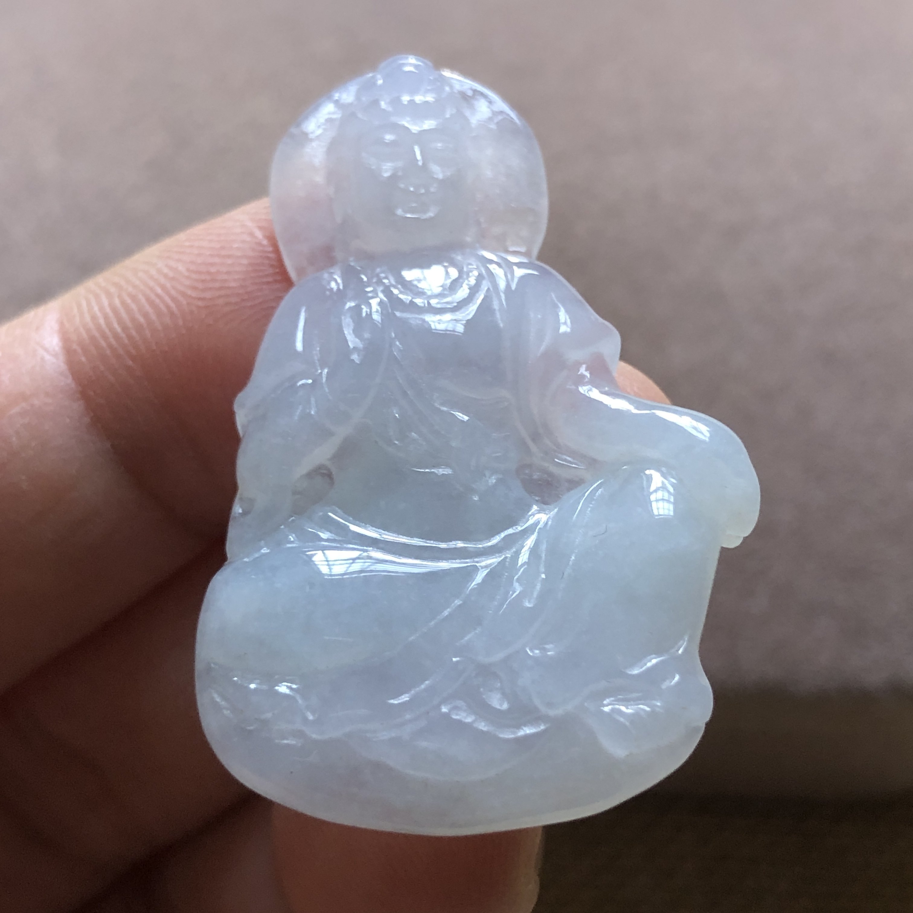 缅甸玉石A货翡翠玉雕玉器文玩老坑料冰糯种自在观音挂件吊坠捡漏