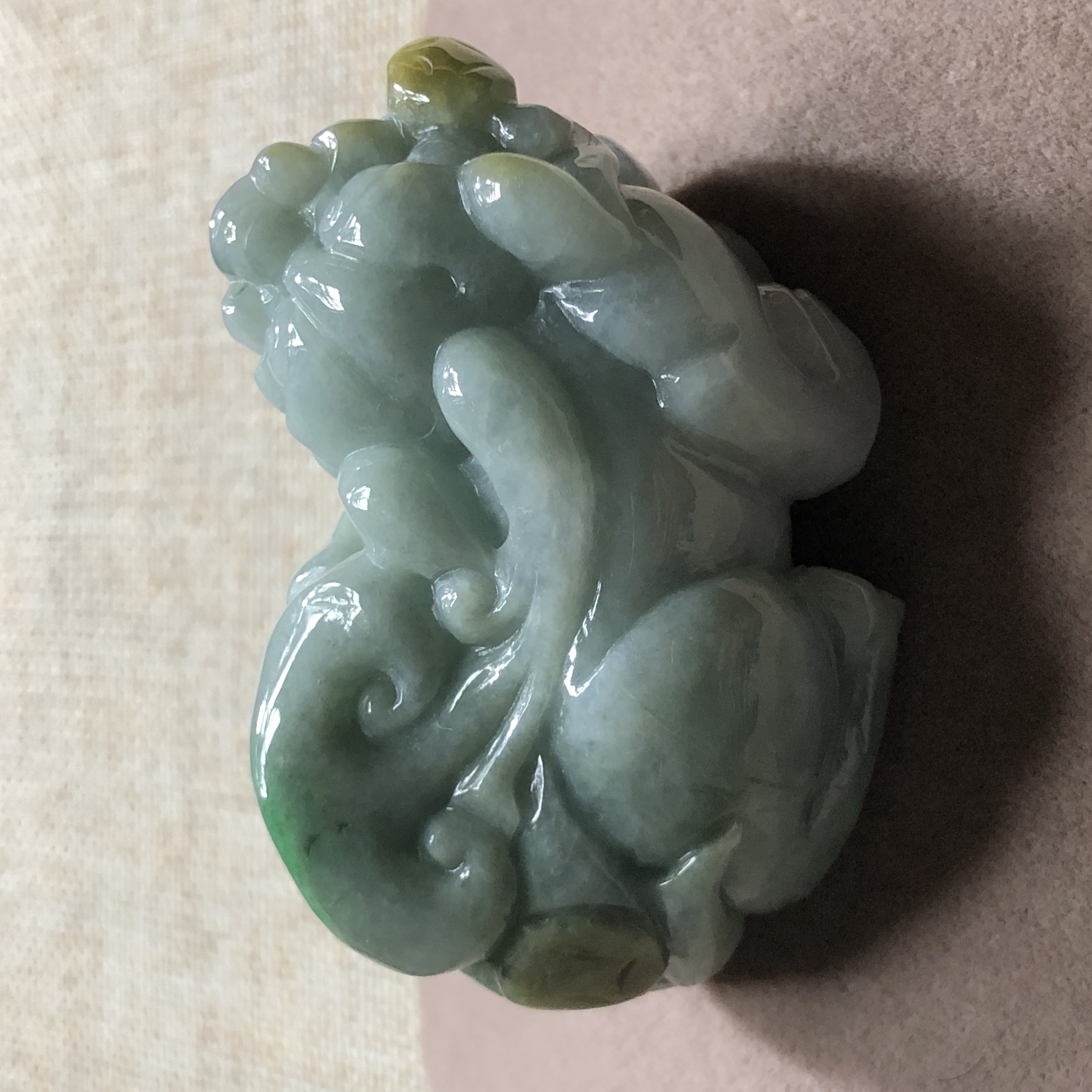 缅甸玉石A货翡翠玉雕文玩飘阳绿黄翡巧雕招财大貔貅手把玩小摆件