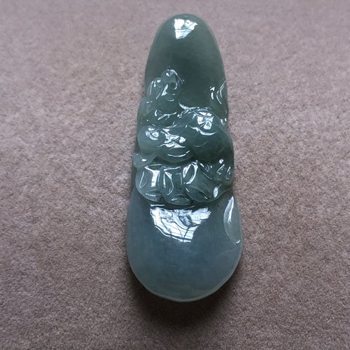 缅甸玉石A货翡翠玉雕玉器文玩冰糯种老油青招财貔貅玉牌挂件吊坠