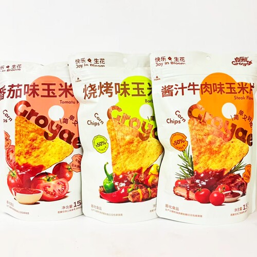 狗牙儿烧烤番茄酱汁牛肉玉米片158克怀旧酥脆锅巴解馋追剧零食