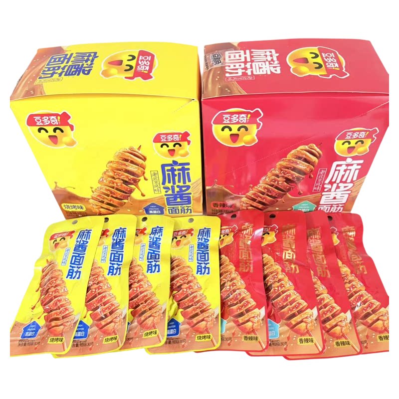 豆多奇麻酱面筋烧烤香辣味30克整盒20袋北京风味即食解馋零食小吃
