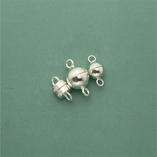 s925纯银磁吸球形扣子diy手工制作项链手绳搭扣配件磁铁扣连接扣