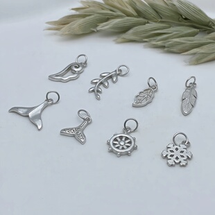 925纯银祥云翅膀吊坠雪花船舵吊坠挂件diy手工项链手链挂饰配件