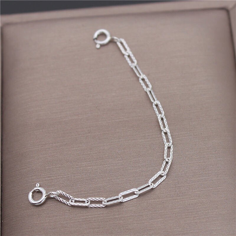 s925纯银延长链项链加长手链安全链加固十字方形银链新款叠双层链