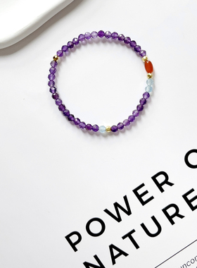 VerGem原创天然紫水晶手串女上岸紫水晶手链小众设计精致显白手串