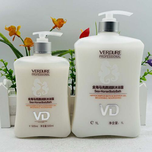 威倩金海马亮颜沐浴露润肤保湿按压瓶装500ml/1L大容量家庭装浴液