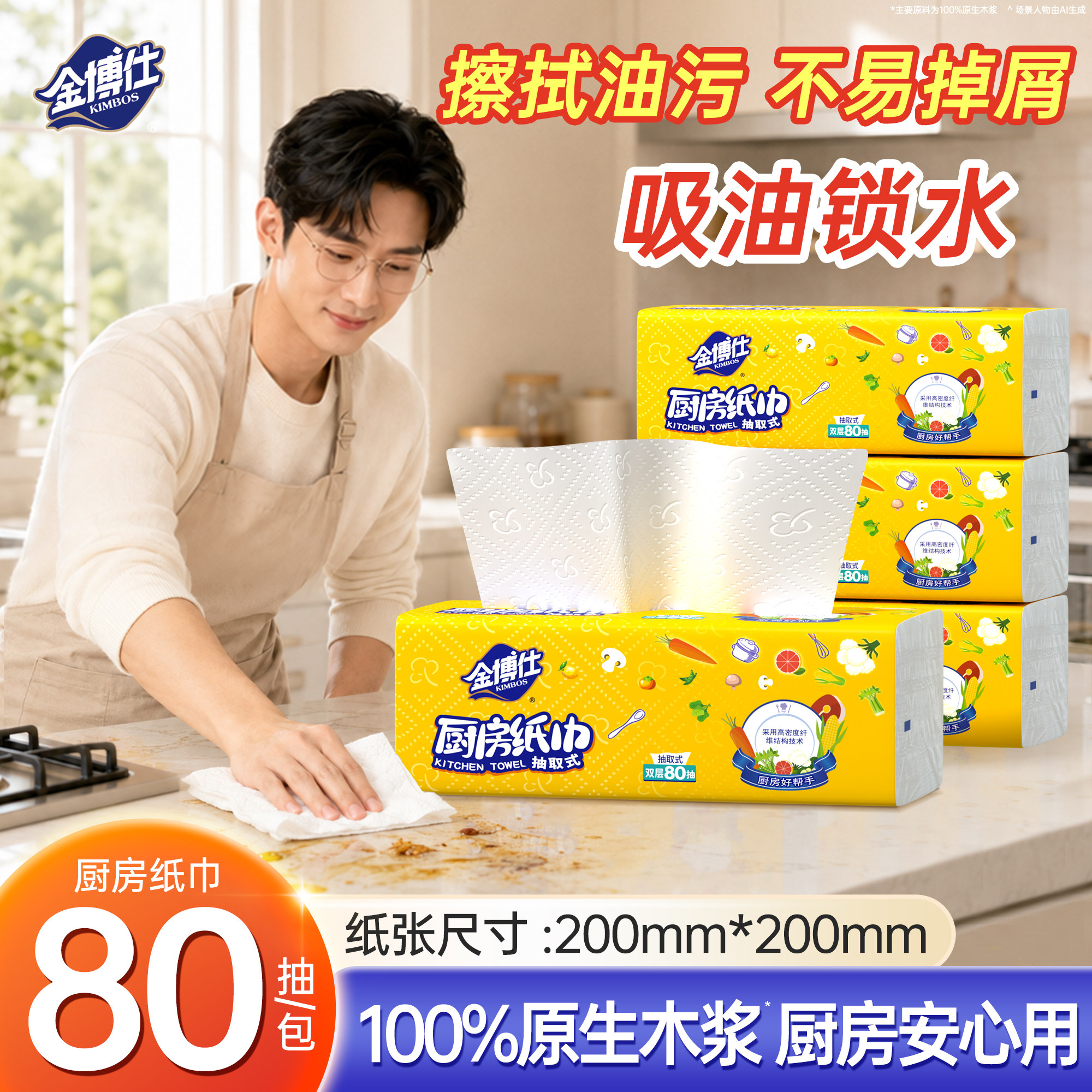 金博仕厨房纸巾悬挂式吸油吸水纸图片