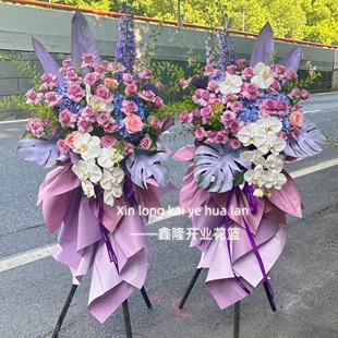 杭州开业花篮鲜花同城速递乔迁开工粉丝应援紫玫瑰蝴蝶兰混搭花篮