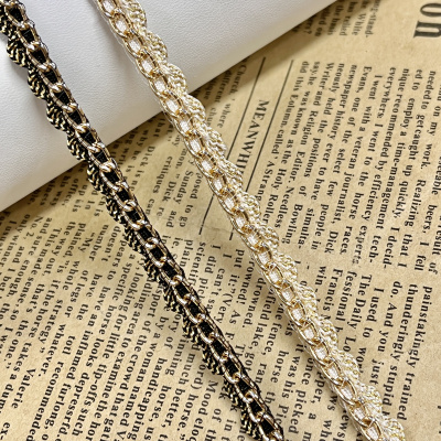 进口新款铝链金属风金银丝编小香风花边手工DIY服饰辅料衣领装饰