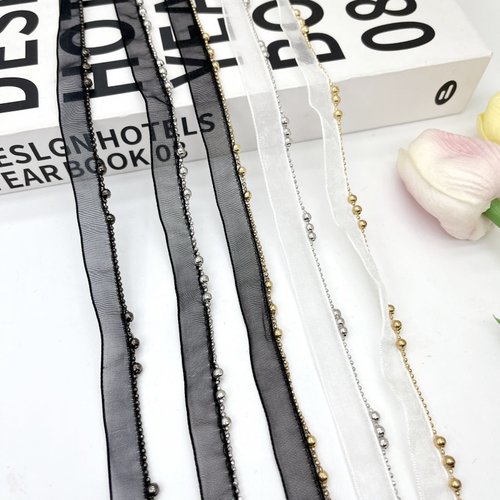 金属珠珠链小香风花边嵌条织带