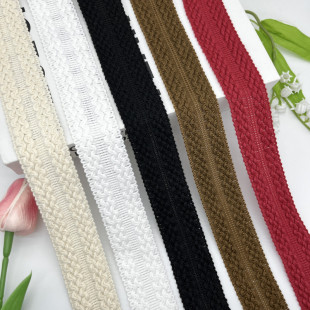 棉线对折包边黑白羊羔毛羽绒服包边条水波纹花边手工DIY服饰边条