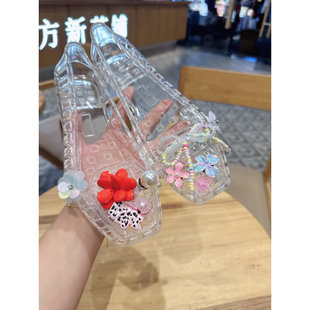 适配于heavenlyjelly韩国透明果冻鞋配饰鞋花透明水晶鞋装饰
