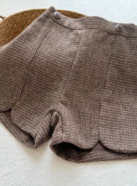 小洛特90-140秋冬出口女童毛呢短裤欧美儿童呢绒短裤