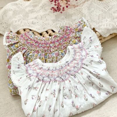 小洛特 A类夏 纯棉80-130 出口女童印花飞袖娃娃裙手工打揽裙裙