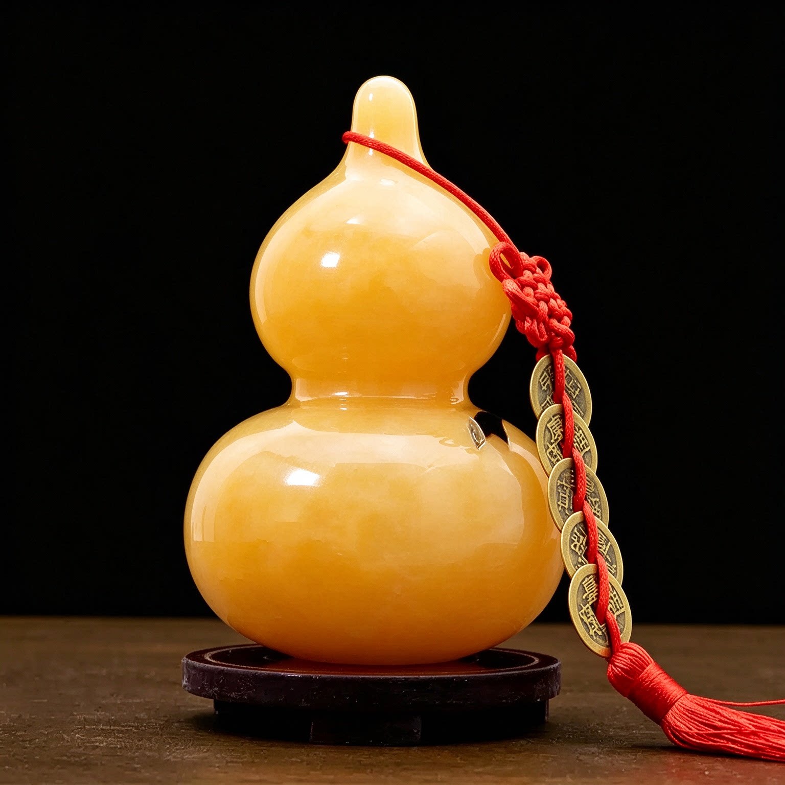 天然黄玉葫芦摆件福禄双全