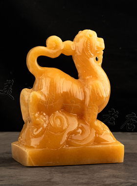 天然玉石西神白虎摆件招财四灵