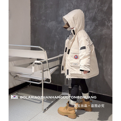 女童冬装白鹅绒羽绒服2025新款儿童加厚宽松男童冬季连帽洋气外套