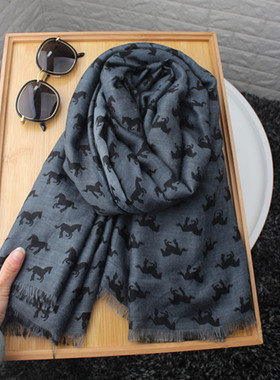 欧美时尚风百搭灰色棉麻围巾洋气潮人之选春夏秋冬季男女围巾丝巾