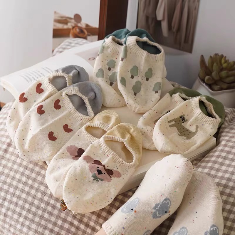 卡通船袜女防滑不掉跟隐形浅口夏季薄款点子纱袜子日系可爱短袜夏