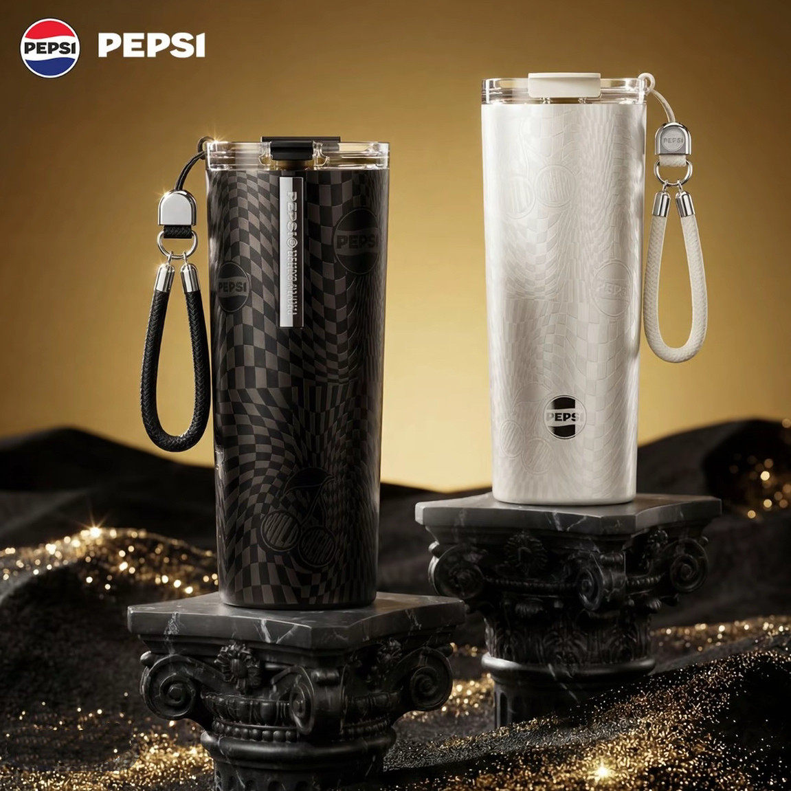 百事pepsi咖啡保温杯316不锈钢吸管杯子高颜值户外便携校园送礼男