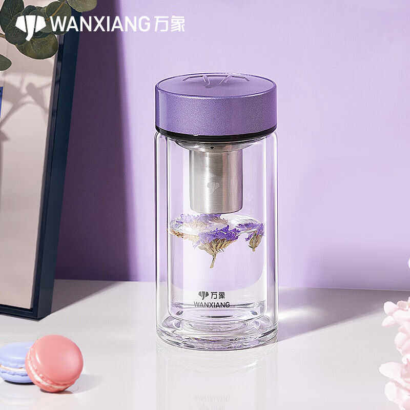 万象双层玻璃杯女可爱矮胖茶杯小巧便携小容量随身杯简约透明水杯,餐饮具,玻璃杯,淘宝优惠券,粉丝福利购,淘宝优惠卷