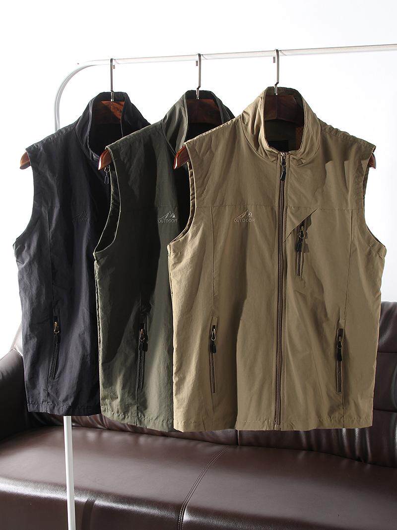 FULL OF FUNCTIONAL WIND  WATERTIGHT  STAND-UP COLLAR MENS FASHION CASUAL OUTDOOR THREE-DIMENSIONAL MULTI-POCKET CARGO VEST