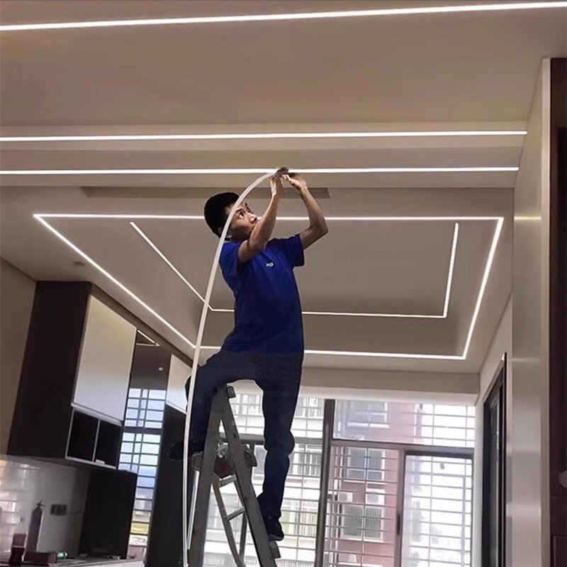 led线条灯石膏板吊顶嵌入式条形灯明装线条灯预埋批灰u型槽线性灯