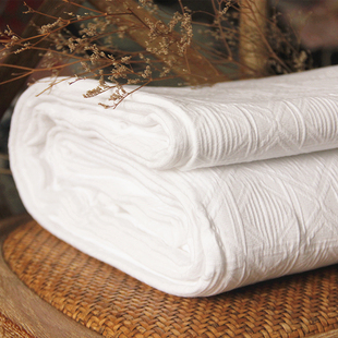 识货来加厚外贸尾单纯色白色提花工艺双人床单全棉三层布交织床品