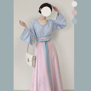 提花破裙春夏日常百搭通勤款 汉服女唐制垂领衫 今柠 七婉居原创