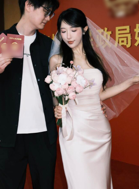 头纱领证求婚拍照道具简约白色