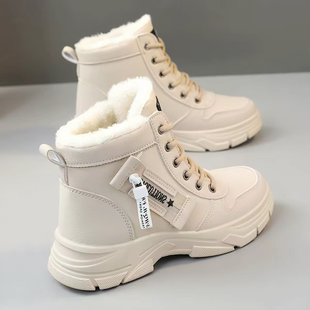 雪地靴女2025新款冬季加绒加厚马丁靴子女鞋短靴学生保暖运动棉鞋