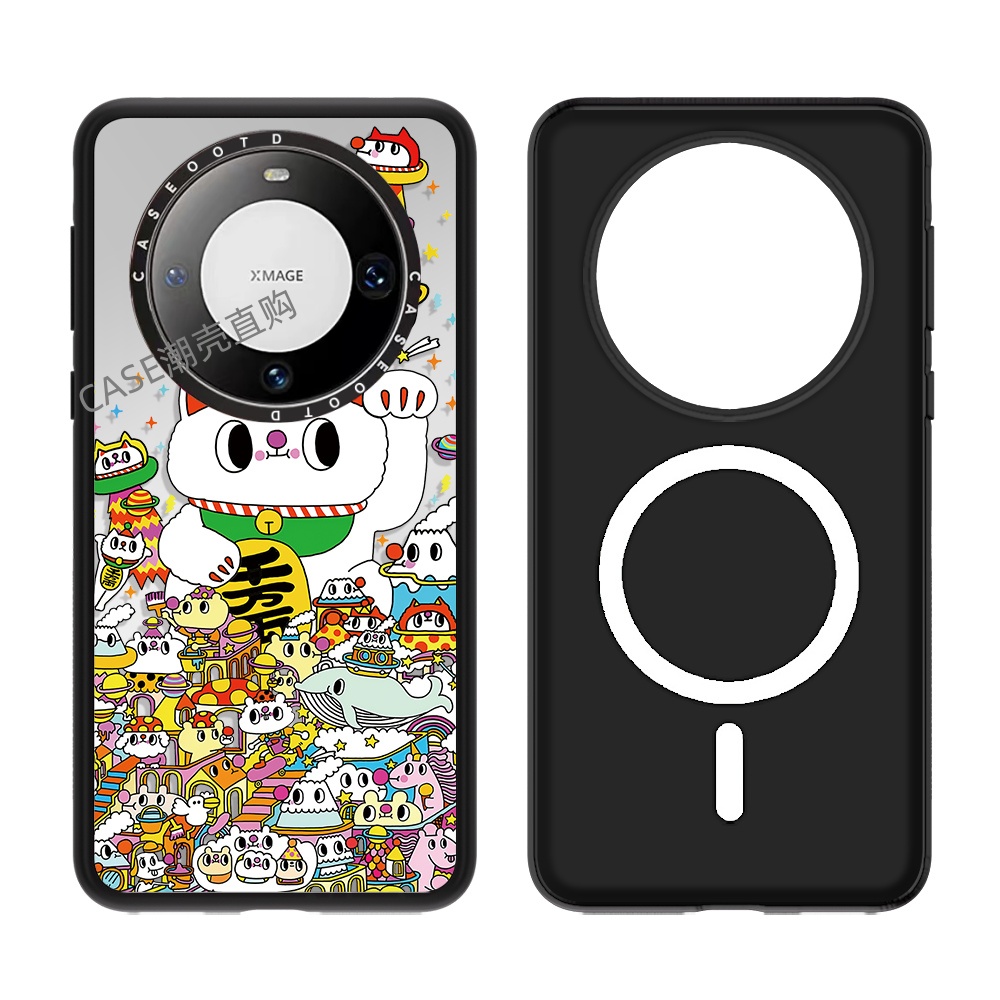 CASE招财猫适用华为mate70/70pro+/60/60pro手机壳磁吸明星同款卡通华为mate70/60/pro+防摔保护套mate60pro+