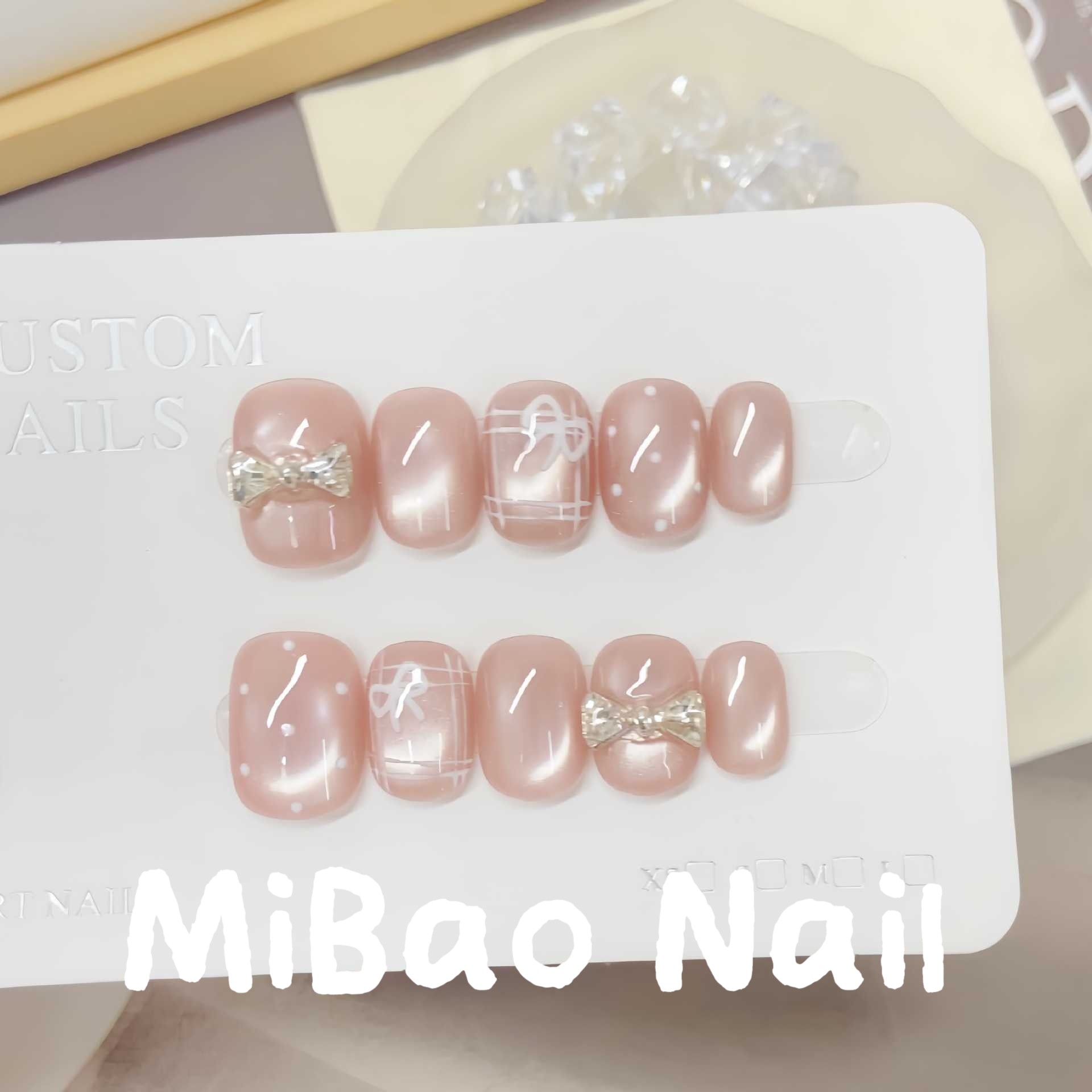 奶冻纯手工穿戴甲猫眼光疗甲高级感蝴蝶钻气质显白可拆卸指甲贴片,彩妆/香水/美妆工具,穿戴甲/甲片,淘宝优惠券,粉丝福利购,淘宝优惠卷