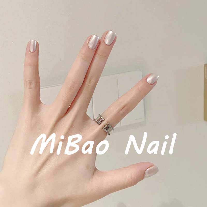 澳白珍珠纯手工穿戴甲2025新款高级感短款甲片纯色显白美甲贴片