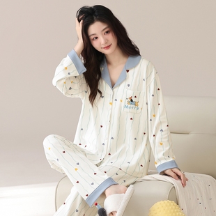 纯棉睡衣女长袖卡通春秋款大码胖妹妹学生200斤秋季家居服套装5XL