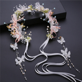 2019新款 仙美森系蝴蝶发箍花朵花环发带儿童新娘写真造型演出舞台