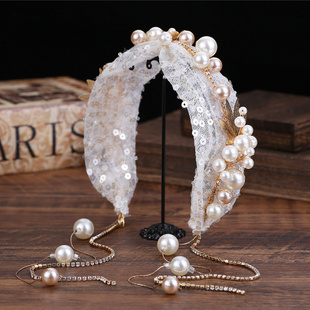 2020新款 手工珍珠超仙简约发带结婚发饰婚纱礼服配饰 新娘头饰韩式