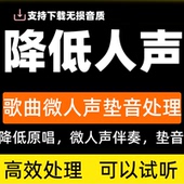 歌曲音乐降低人声微人声原唱垫音伴奏半开麦声录音量mp3降音视频