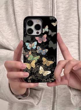 满屏简约艺术蝴蝶适用于iPhone16手机壳苹果15promax新款14硅胶13全包xr软壳12防摔16promax个性女款15保护套