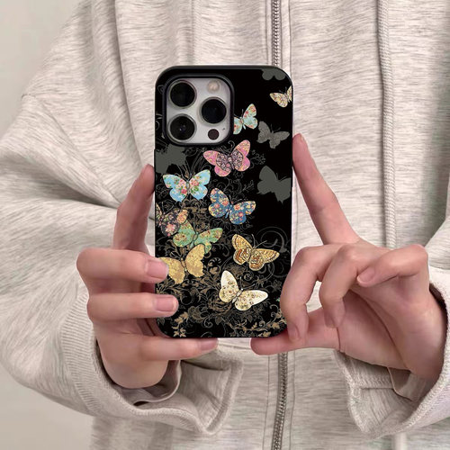 满屏简约艺术蝴蝶适用于iPhone16手机壳苹果15promax新款14硅胶13全包xr软壳12防摔16promax个性女款15保护套