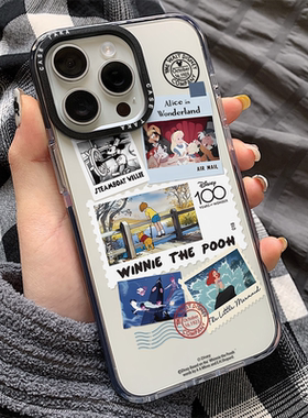 高级简约创意邮票标签适用于iPhone15手机壳新款苹果16promax透明14全包13防摔15pro小众女款12硅胶16保护套