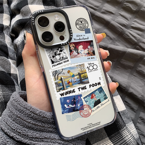 高级简约创意邮票标签适用于iPhone15手机壳新款苹果16promax透明14全包13防摔15pro小众女款12硅胶16保护套