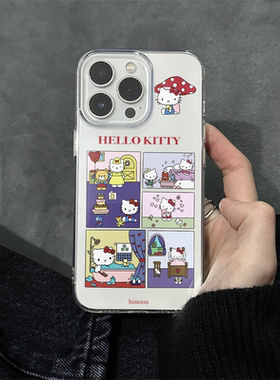 少女心可爱凯蒂猫苹果16promax透明手机壳适用iPhone15新款13全包边14防摔12硅胶小众15pro个性软壳16保护壳