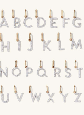 astudio纯银满钻字母项链情侣款