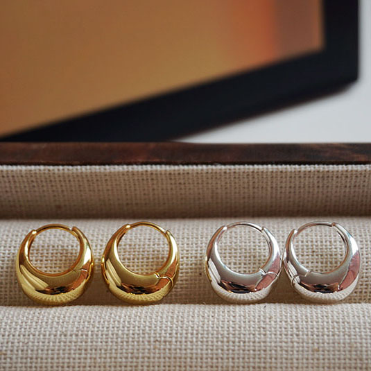 欧美松弛感纯银U形水滴耳环耳圈