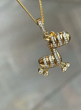 astudio纯银斑马吊坠项链毛衣链