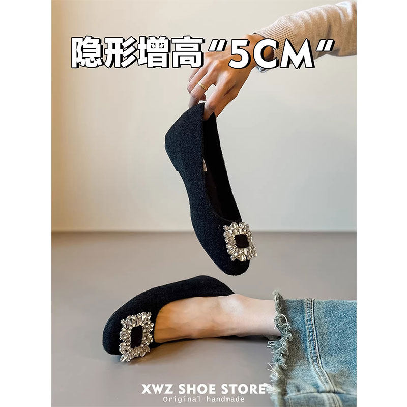 羊皮版~内增高毛毛鞋水钻2025新款冬季加绒保暖绒面玛丽珍单鞋女,女鞋,浅口单鞋,淘宝优惠券,粉丝福利购,淘宝优惠卷